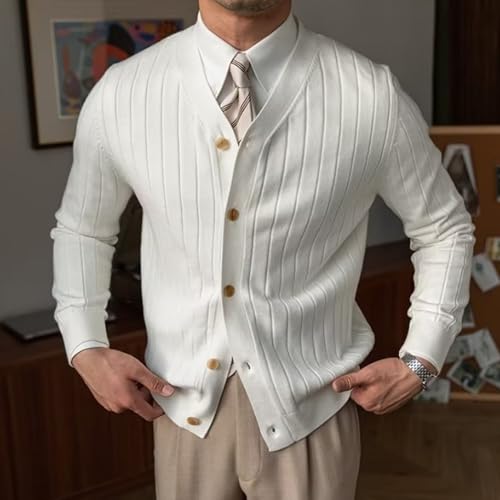 Men's Button Knitted Ribbed Cardigan Sweater Long Sleeve V Neck Knit Sweaters Casual Fall Winter Tops2