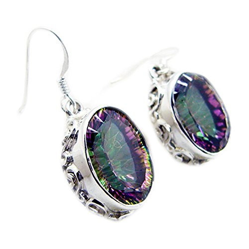 Boucles d'oreilles hameçon légères et anti-allergies avec quartz mystique