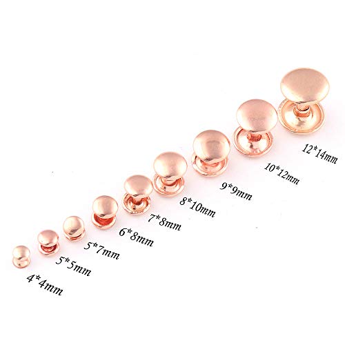 Rose Gold Double Cap Rivets,Metal Button Round Rapid Rivet,Rivet Studs for Purse Bags Handbags Shoes Belts Leather Craft DIY 100sets (5 * 5mm)