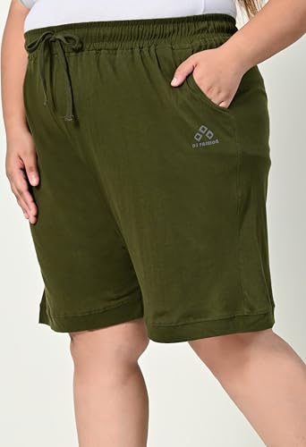 Image of Women's Plus Size Bermunda Shorts | Knee Length Cotton Short | Half Pants for Womens