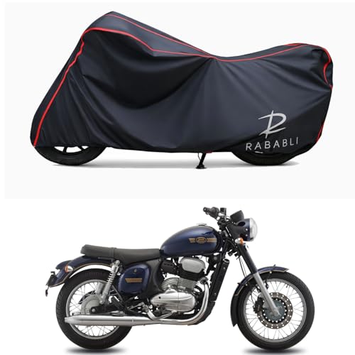 Image of Waterproof Bike Body Cover Compatible for | Jawa Forty Two Nebula | Taffeta Fabric, Red Piping Design, Bottom Elastic Fit | Dustproof, Sun UV & Rain Protection for All Bikes