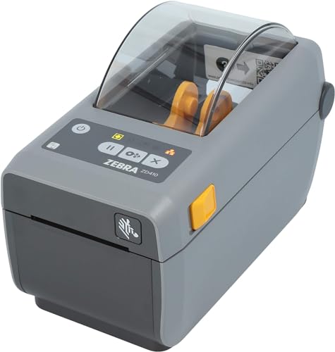 Zebra ZD410 Printer with Tear-Off Edge - 203 DPI - Direct Thermal - 56 mm Max. Print Width, USB Interfaces (ZD41022-D0E000EZ), Grey (Dark)