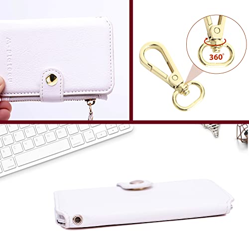 M-Plateau Off White Keychain Wallet, Wallet Women With Circle Coin Purse Keychain And Zipper Card Case,Trifold Leather Wallet With Id Window Gift For Women (White) #TOP6