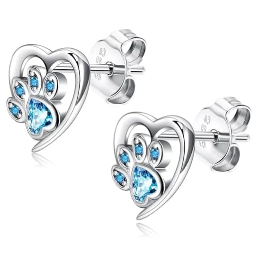 ®Pendientes Mujer Plata de ley 925 Con Diseño huella Cristal Circonita - Regalo Ideal Aretes Aro Elegantes-Pendientes Plata Mascotas Perro perrito Gato niñas