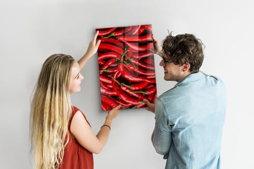 Tablero imantado de cristal templado Chiles mural de pared antirayas 3