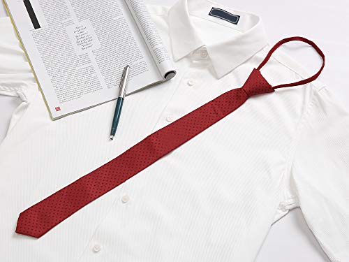 Allegra K Men's Polka Dots Adjustable Skinny Tie Neck Zipper Ties For Formal Casual One Size Red #TOP4
