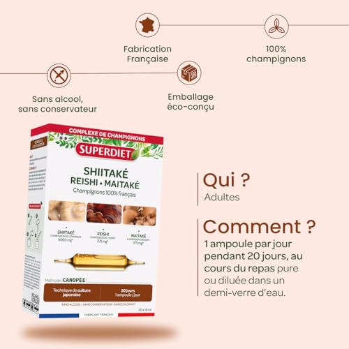 Shiitake Reishi Maitake immunité SUPERDIET ampoules forme - 5
