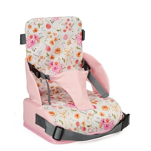 Cojín para silla de cocina para bebé, base antideslizante, almohadilla plegable para aumentar la altura con correa ajustable, asiento con respaldo