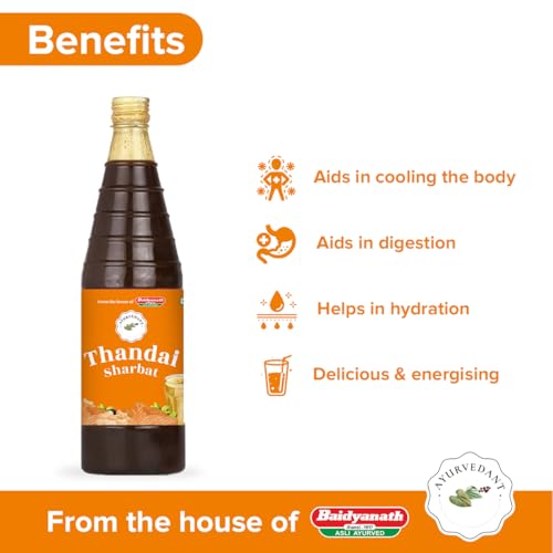 Image of Baidyanath Ayurvedant Thandai Sharbat | Traditional Ayurvedic Drink Concentrate | Refreshing Summer Beverage | 750 ml