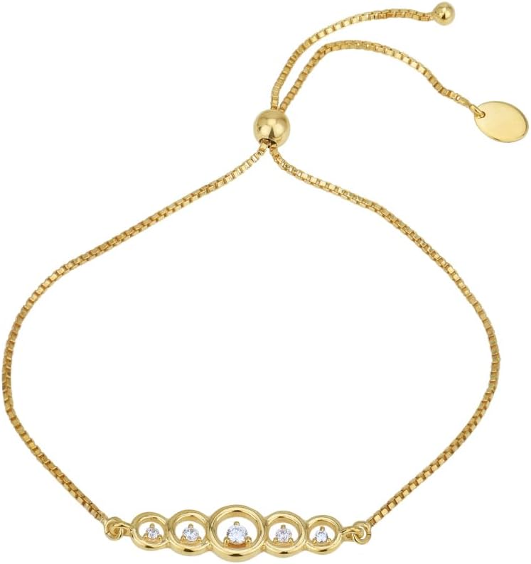 Vanbelle 18K Gold Plated Jewelry - Beaded Adjustable Bolo Bracelets with Cubic Zirconia Stones for Women