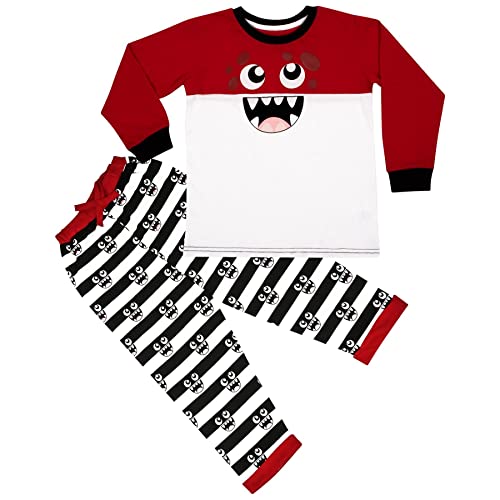 Kids Girls Boys Cute Monster Royal Blue Pyjamas PJs 2 Piece Cotton Set Nightwear4