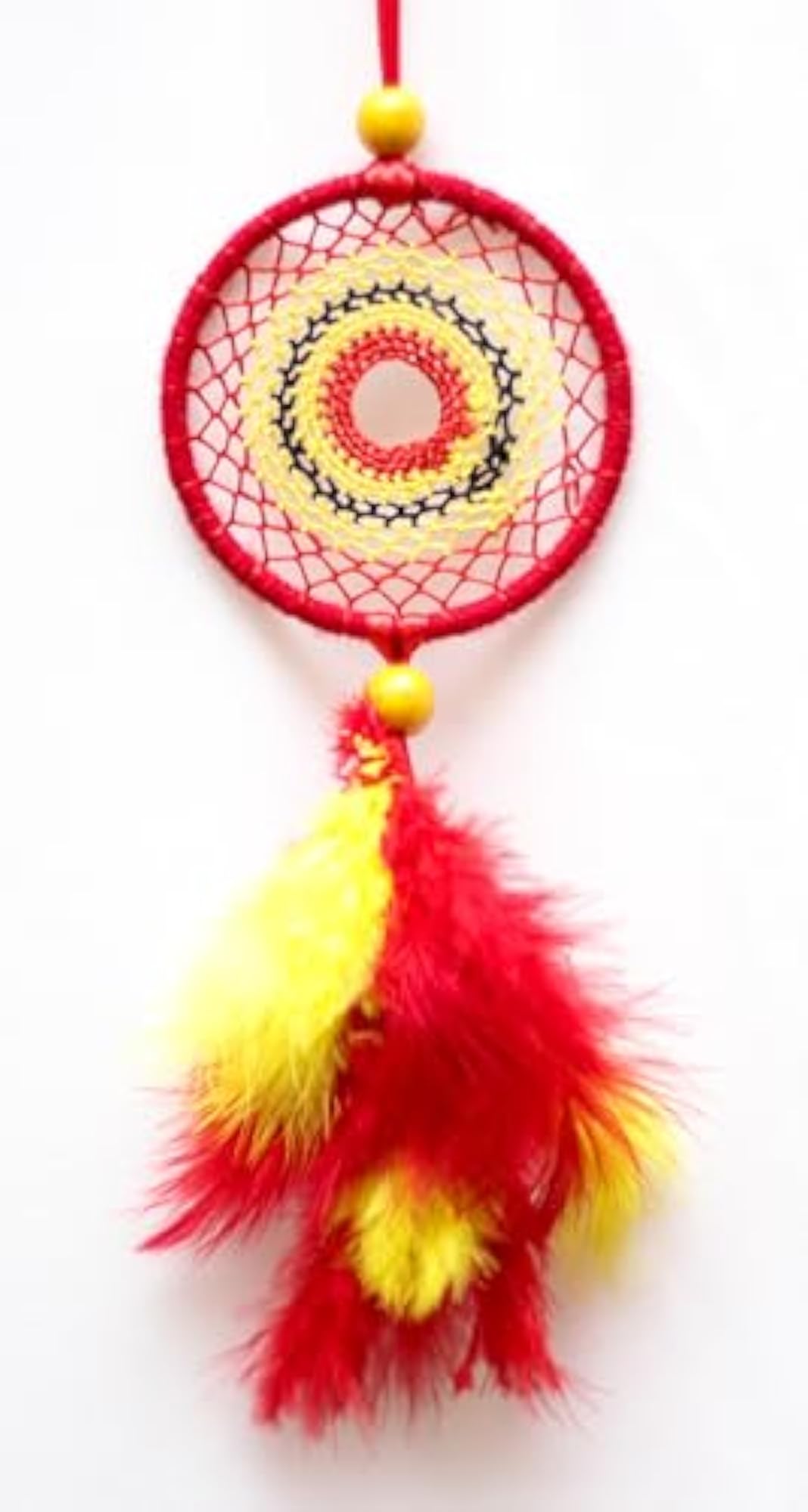 Car Decor Dream Catcher Wool Hanging, Red and Yellow