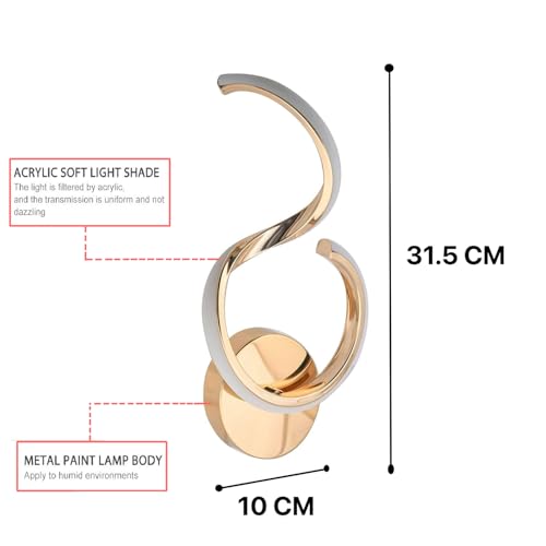 Image of Groeien 15W Modern 3 Color LED Wall Sconce Teardrop Glow Wall Light for Bedroom Living Room Corridor Lighting Fixtures Wall Mount(Warm+Natural+Coolwhite)(Teardrop Glow)