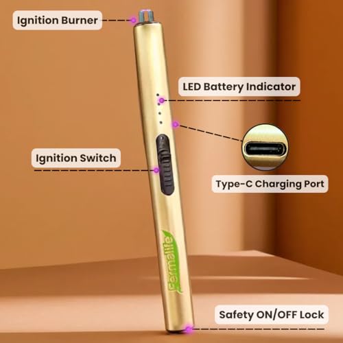Encendedor eléctrico recargable USB FERMALIFE dorado miniatura 2