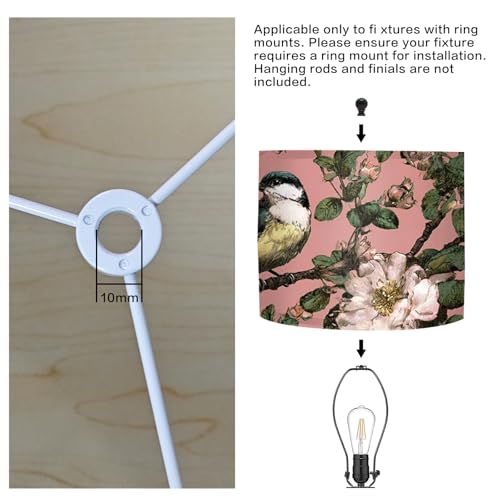 Image of Nuxovilar Lamp Shades Set of 2, 13 inch Top x 13 inch Bottom x 10 inch High (Spider) | Large lamp shades vintage floral bird design bedroom boudoir guest room covers light (Vintage)