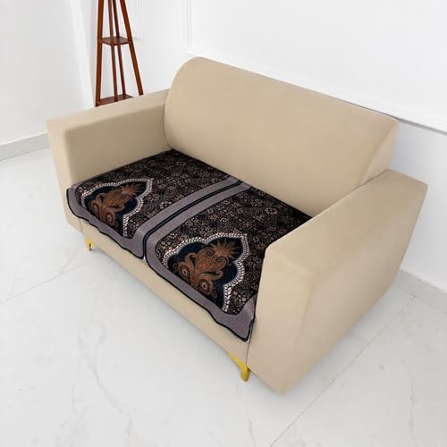 Image of Homerz Premium 'Maharaja Paradise Series' Sofa Cover | Net Fabric Sofa Cover | Washable, Anti-Dust Backed & Wrinkle Resistant Cover (Sheesh Mahal, 2 Seater, Only Seat Cover)