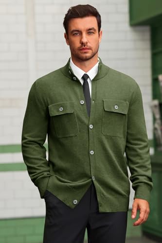 Runcati Mens Stand Collar Cardigan Sweater Button Down Long Sleeve Cardigan Jacket Casual Winter Knitted Sweaters2