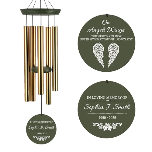 Image of ASTARIN Custom Wind Chimes Memorial, Condolences Gift for Loss Husband Wife Son, Care Package for Grieving Friend, Garden Deep Tone Sympathy Wind Chimes(Produced in Texas)