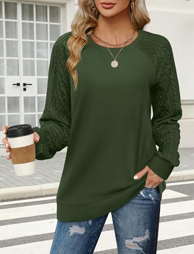 Maglioni da donna girocollo a maglia a trecce maglioni a maniche lungh...