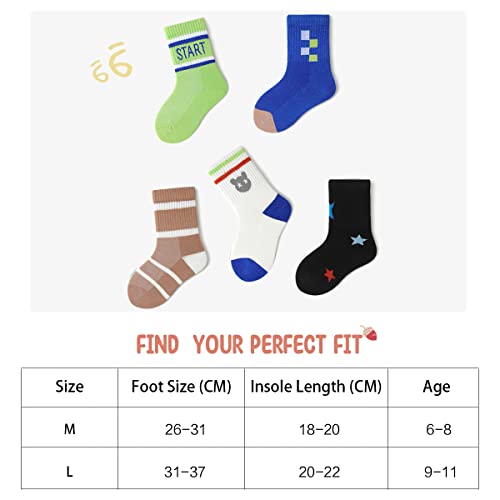 Boy's Cotton Crew Ankle Socks With Lycra, For Gym, Athletic, Everyday Active, 5 Pack, 6-8 Years Old #TOP5