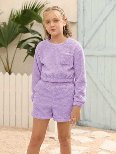 Image of Mafulus Girls Pants Sets Two Pieces Kids Comfy Lightweight Long Sleeve Fleece Sets with Pockets