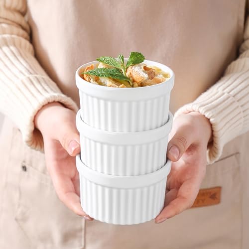 LOVECASA Ramekins 8 oz for Creme Brulee, Porcelain White Ramekin Set Souffle Dishes Oven Safe for Baking and Dipping Sauces Bowls, Heart-shaped Bottom, Set of 6 - Image 5