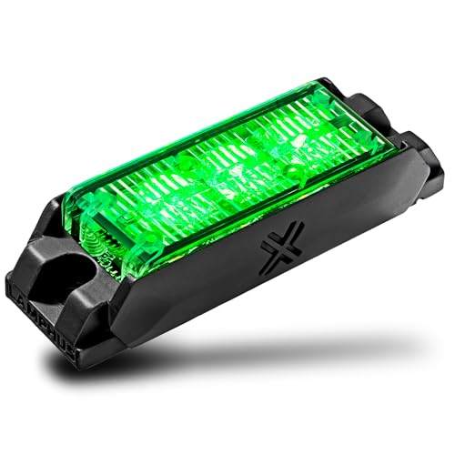 Image of LAMPHUS NanoFlare 3.5 inch 3W Green LED Surface Mount Police Grill Strobe Warning Light [SAE Class 1] 12V Rectangle Grille Flashing Emergency Fire Light for EMS Rescure Firfighter Vehicle Truck