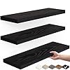 BAYKA Floating Shelves for Wall, Wall Mounted Rustic Wood Shelves for Bathroom, Bedroom, Living Room, Kitchen, Hanging Shelf for Books/Storage/Room Decor with 22lbs Capacity (Black, Set of 3, 15.7in)