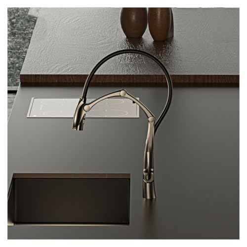 Robinet de cuisine laiton gris pistolet pour îlot central - 5