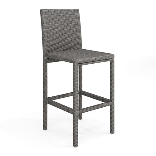 Martha Stewart Bedford Indoor-Outdoor Patio Bar Stools with Rattan Wicker Finish in Gray