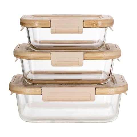 LEOM Eco-Friendly Glass Food Storage Containers Set Cover