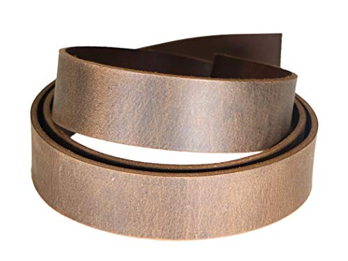Crazy Horse Brown Water Buffalo Leather Belt Strip, Fully Aniline Dyed Straps, 48-50
