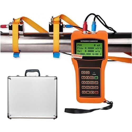 Handheld Ultrasonic Flowmeter Clamp on Flow Meter Portable Liquid Flow Meter with TM-1 Transducers for Copper/PVC Pipe DN50-700mm,Operating temperature：-30-90℃