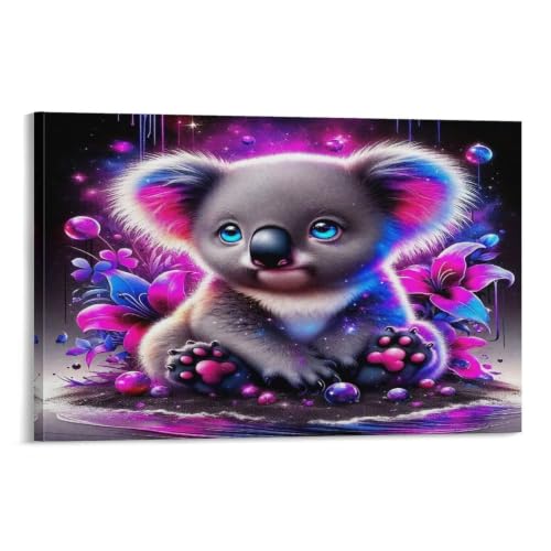 Cadeau de réveillon tableau en toile koala idée originale 40x60