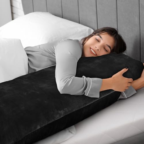 Image of BEDELITE Body Pillow Cover with Zipper, Black, 20x54 Inch, 1 Pack