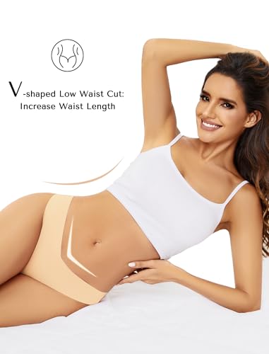 Image of voenxe Seamless Women Thongs,No Show Ladies Gym Comfy Invisible Underwear | Comfortable Soft Panties,Low Rise Laser Cut Workout No Seam Athletic Undies for Sports Running Exercise,5 Pack