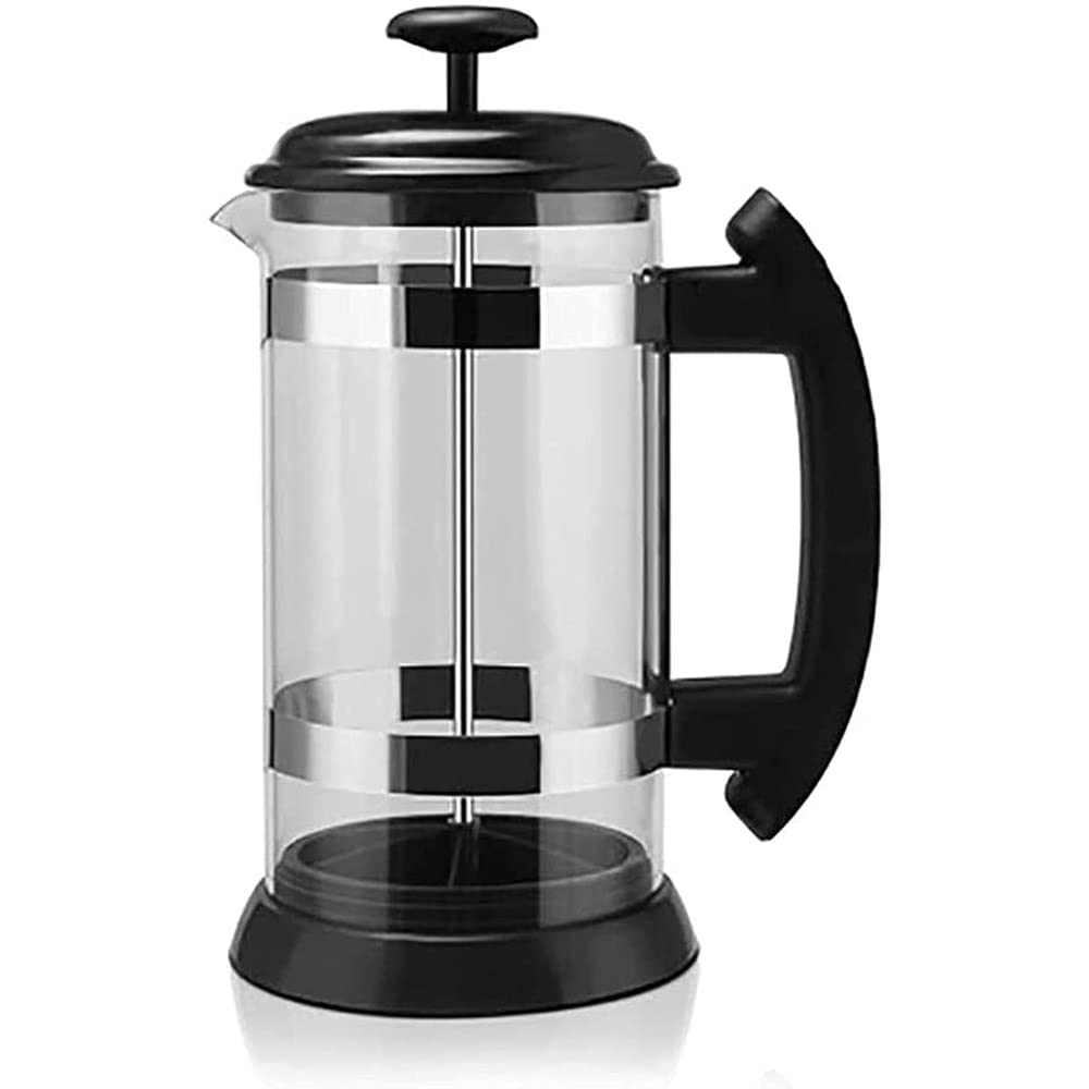 Cafetera de prensa, prensa de café, cafetera, cafetera, cafetera y tetera, acero inoxidable 304M, vidrio de borosilicato alto, sistema de filtración de cuatro capas, prensa de café for el hogar, viaje