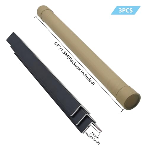 Image of 3pcs 57 inch L*0.98 inch W Aluminum Self-Adhesive Wall Corner Protectors, Wall Furniture Bumper, Safety Baby Proofing Corner Cushion Table Edge, Wide Coverage and Easy to Install - Black