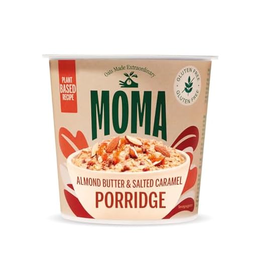 MOMA Instant Porridge Pots ALMOND BUTTER & SALTED CARAMEL - 55g Pot - Breakfast Jumbo Oat - Dairy Free, Gluten Free, Vegan, High in Fibre, Source of Protein, Rich in Vitamin B6 - Made in UK