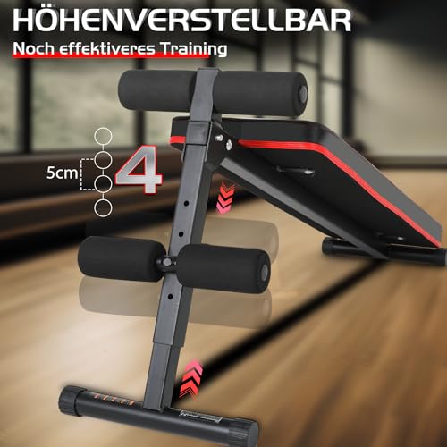 Sit-Up Bank Klappbar, Bauchtrainingsbank höhenverstellbar, gepolstert, Bauchtrainer für Übungen im Fitnessstudio oder zu Hause – Bild 4