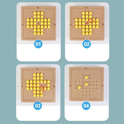 misppro Solitär-Spiel, einzelnes Schachspielzeug, Gehirn-Teaser-Puzzle, Strategie, Gedächtnis, Schach, Peg, Solitär-Puzzle, Spielzeug für Erwachsene, Kinder, Familie