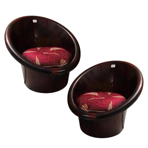 Image of Tub Chair with Complimentary Cushions Set of 02 (Rosewood, Fixed)