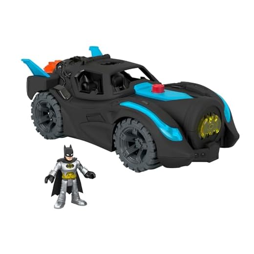 Imaginext - Fisher-Price Imaginext DC Super Friends Batmóvil Power Reveal Coche de juguete con luces ultravioleta y sonidos, incluye figura de Batman, +3 años (Mattel HGX96)