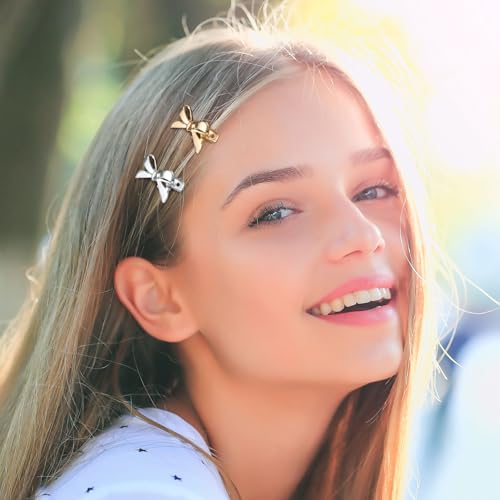 Pinzas para cabello moño 8 piezas dorado y plateado miniatura 4