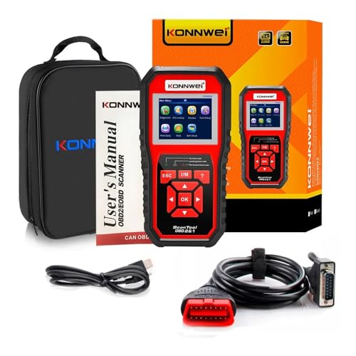 FINYQBET Scanner Automotivo KW850 OBDII/EOBD - Leitor de Códigos e Diagnóstico para Carros (1996+), 10 Modos, 8 Idiomas, Compatível com Gasolina/Diesel/Híbridos, Ideal para Mecânicos, Entusiastas