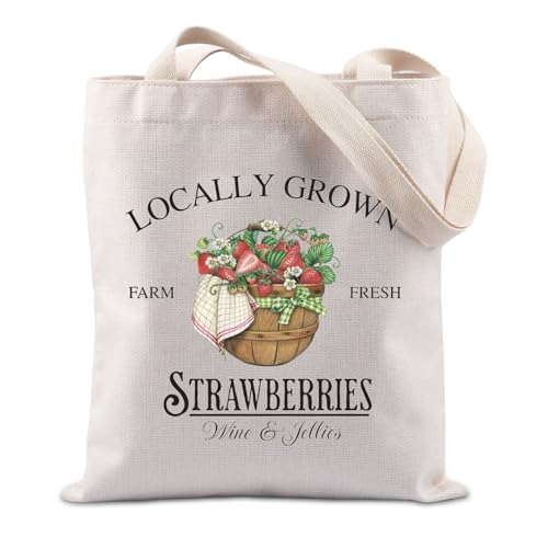 Sac fourre-tout pour gamer imprimé fraises locales grand cabas de courses en toile