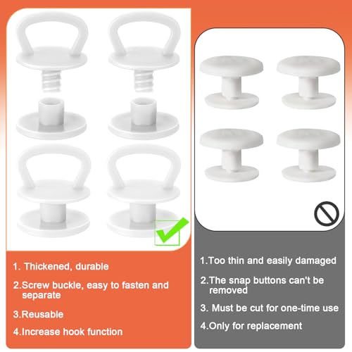Image of Bag Strap Button Replacements with Hook, 4pcs Twist-Lock Rivets for Bogg Bag Handles, Durable Resin, Reusable Upgrade for Beach Tote Bags Accessories(White)