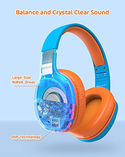 Zamkol Kids Wireless Headphones, Bluetooth 5.0, 40 Hours Playing Time, Portable Foldable Stereo Wireless Headset with… - Image 4