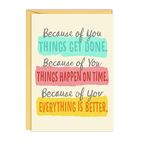 Hallmark Business (25 Pack) Thank You Card (Because of You) for Admins, Assistants, Volunteers, Secretaries, Managers, Associates, Colleagues, Supervisors, Professionals