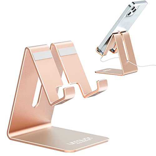 Urmust Handy-Ständer, Schreibtisch-Handyhalterung, Dock-Halterung für iPhone 13, 12, 11 Pro Max X, Xr 8 Plus 7, 6, Switch, iPad, Tablet (4-10 Zoll) [2021 aktualisierte Version] Roségold Cover